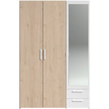 Armoire VARIA - Panneaux de particules revetu papier - Décor chene et blanc - 3 portes - L 120,3 x P 5,7 x H 185 cm