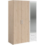 Armoire VARIA - Panneaux de particules revetu papier - Décor chene et blanc - 3 portes - L 120,3 x P 5,7 x H 185 cm