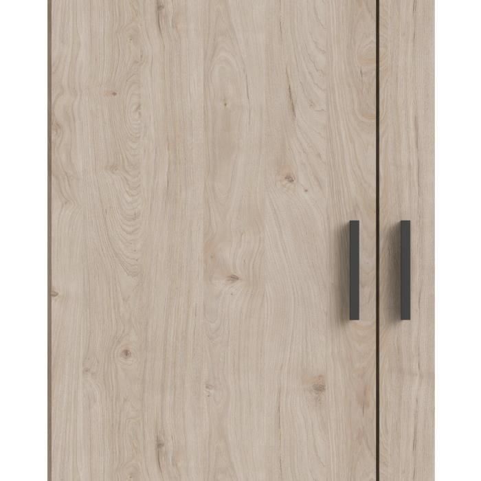 Armoire VEGA - Décor chene - 2 portes + 3 tiroirs -  L 98,5 x P 49,6 x H 200,4 cm