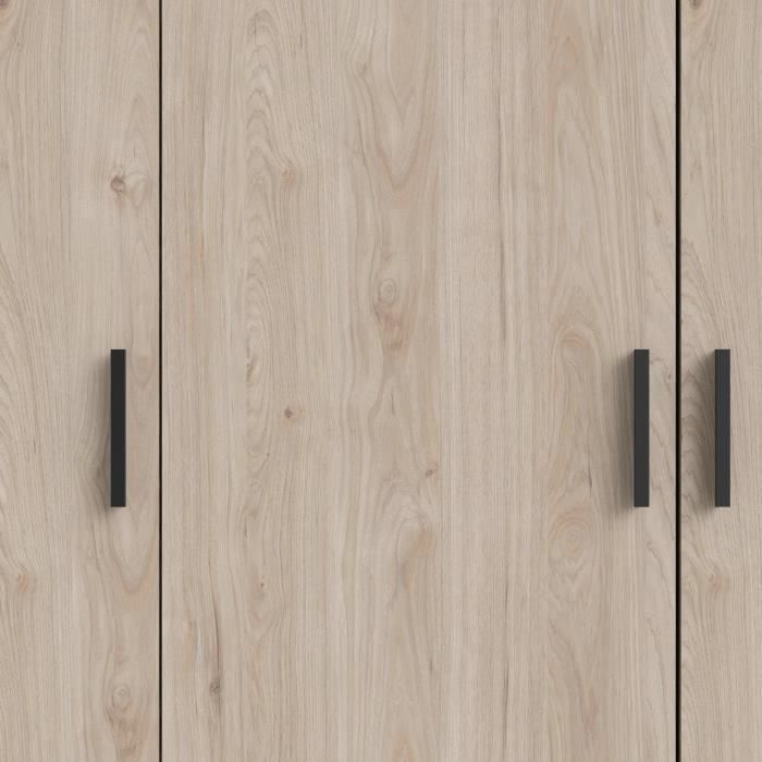 Armoire VEGA - Décor Chene Jackson - 4 portes + 3 tiroirs - L 195,5 x P 49,6 x H 200,4 cm