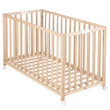 Lit bébé pliant - 60 x 120 cm - ROBA - FOLD UP - Roulettes - Bois naturel