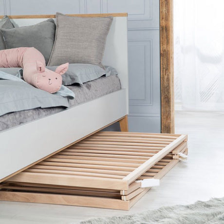 Lit bébé pliant - 60 x 120 cm - ROBA - FOLD UP - Roulettes - Bois naturel