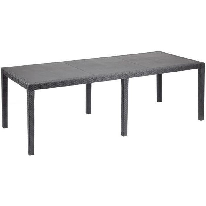 Table a manger outdoor Queen effet rotin - Anthracite - 220 x 90 x 72 cm