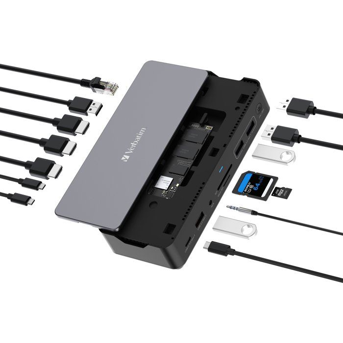 Station d'accueil portable USB-C 3.2 - VERBATIM - Pro CDS-15SSD - Avec SSD 256 Go inclus - Gris