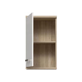 Armoire de salle de bain a suspendre - Décor Blanc et chene - 1 porte - H68,8 x P29 x L40,2 cm - VERIS