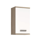 Armoire de salle de bain a suspendre - Décor Blanc et chene - 1 porte - H68,8 x P29 x L40,2 cm - VERIS
