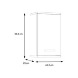 Armoire de salle de bain a suspendre - Décor Blanc et chene - 1 porte - H68,8 x P29 x L40,2 cm - VERIS