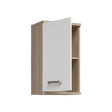 Armoire de salle de bain a suspendre - Décor Blanc et chene - 1 porte - H68,8 x P29 x L40,2 cm - VERIS