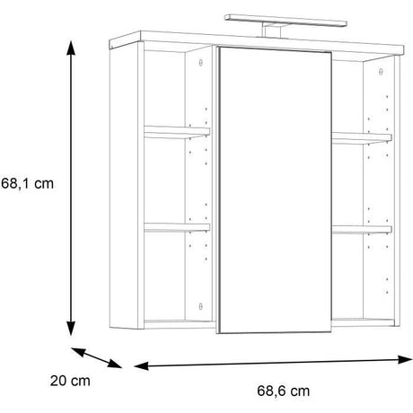 Miroir de salle de bain  - Porte - niches et éclairage - L68,6 x P20 x H68cm