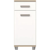 Meuble bas de salle de bain - L40,2 x P34,8 x H 90,8cm - Blanc et Chene - VERIS