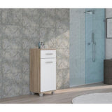 Meuble bas de salle de bain - L40,2 x P34,8 x H 90,8cm - Blanc et Chene - VERIS