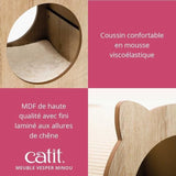 Meuble a griffer pour chat - CATIT - Vesper Minou - Tapis a griffer en sisal remplaçable -  Aspect chene - L. 36 x l. 37 x H. 40