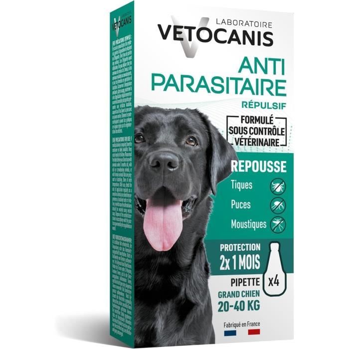 Pipette Anti-puces, tiques et moustiques - VETOCANIS - Répulsif pour Grand Chien