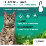 Anti-parasitaire - VETOCANIS - Pipettes Anti-Puces Anti-Tiques Anti-Moustiques Répulsives pour Chat
