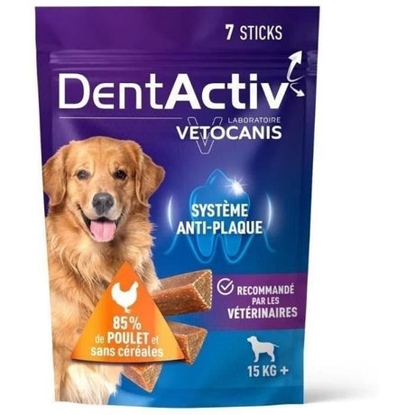 DentActiv - 7 Bâtonnets - VETOCANIS - Hygične Bucco-Dentaire au Poulet pour Chien 15kg+
