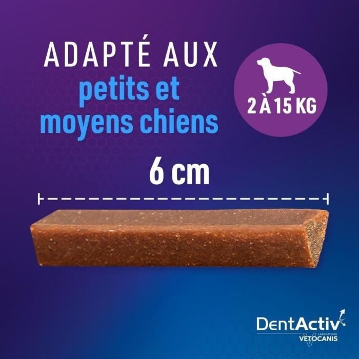 DentActiv - 12 Bâtonnets - VETOCANIS - Mini Bâtonnets Hygiene Bucco-Dentaire au Poulet pour Chien 2-15kg
