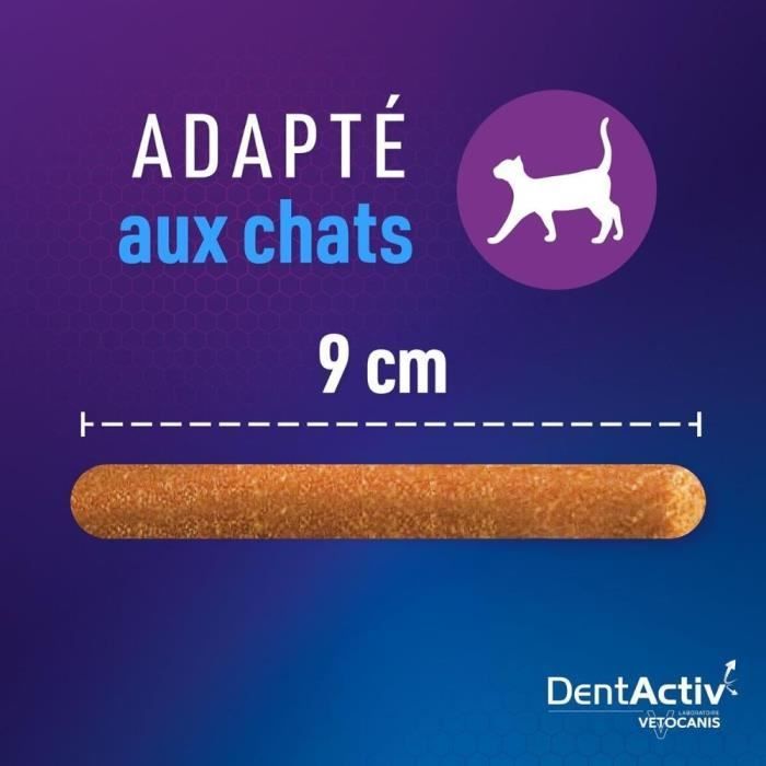 DentActiv - 10 Bâtonnets - VETOCANIS - Hygiene Bucco-Dentaire au Saumon pour Chat