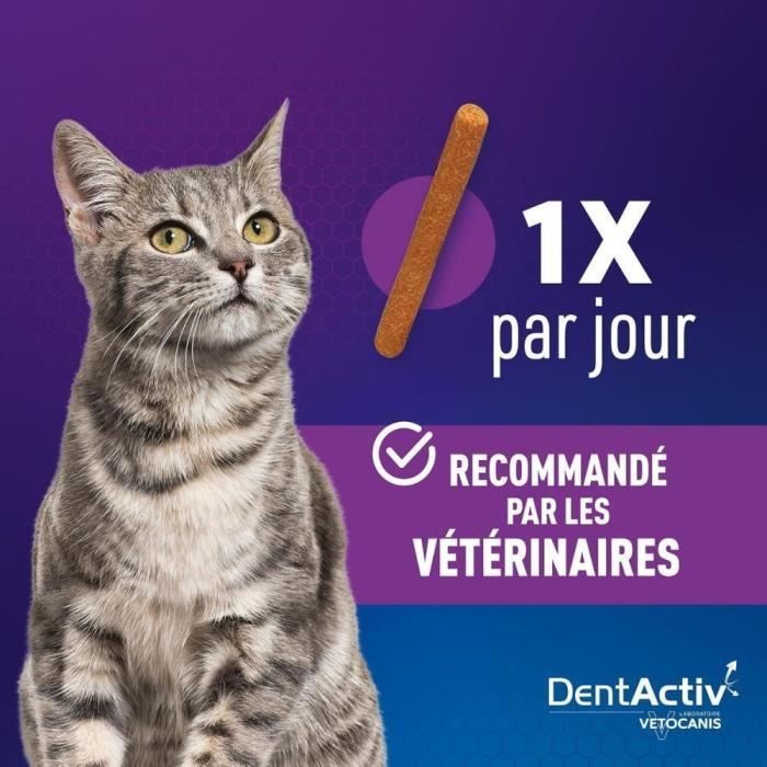 DentActiv - 10 Bâtonnets - VETOCANIS - Hygične Bucco-Dentaire au Saumon pour Chat