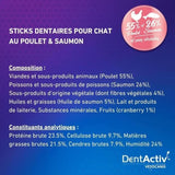 DentActiv - 10 Bâtonnets - VETOCANIS - Hygiene Bucco-Dentaire au Saumon pour Chat