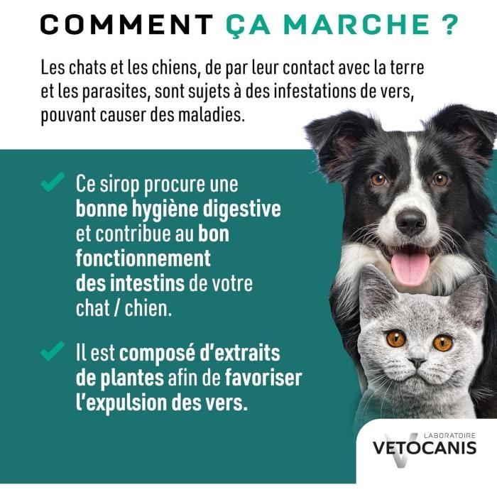 Sirop aide a l'hygiene digestive - VETOCANIS - VERSTOP - Pour Chien et Chat - 125 ml