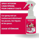 Spray Fipronil anti-puces et tiques - VETOCANIS - 2,5 mg pour Chien et Chat - 100ml