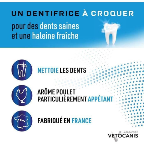 Dentifrice croquer - VETOCANIS - x30 Comprimés pour Chat et Petit Chien