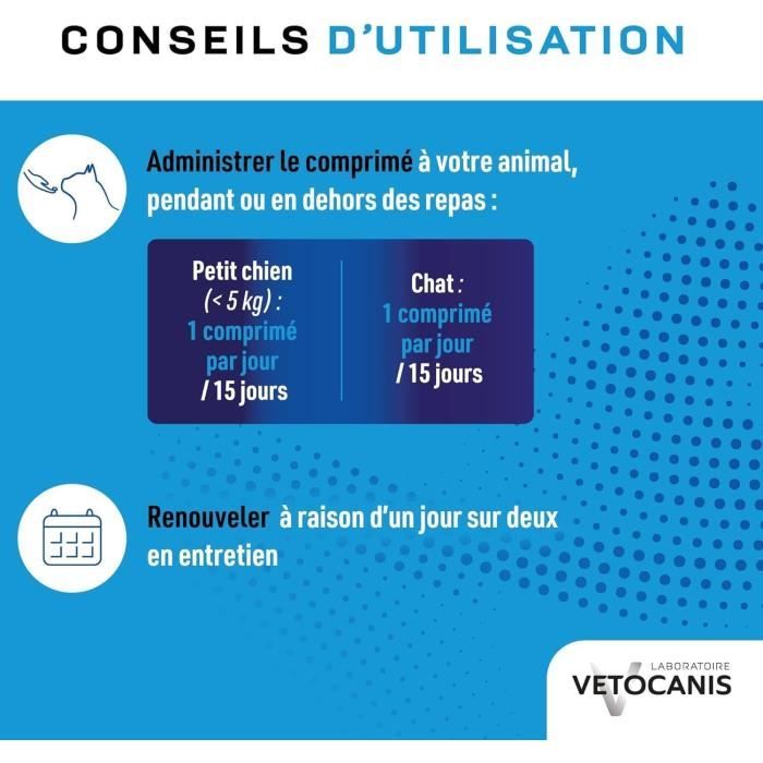 Dentifrice croquer - VETOCANIS - x30 Comprimés pour Chat et Petit Chien