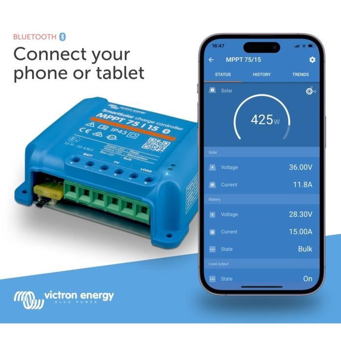 VICTRON RÈgulateur Solaire MPPT - 75/15 - 12/24V - 15A