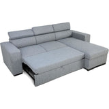Canapé d'angle convertible reversible avec coffre - 4 personnes - VICOMTE - Tissu gris - 237 x 76/88 x 167 cm