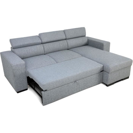 Canapé d'angle convertible reversible avec coffre - 4 personnes - VICOMTE - Tissu gris - 237 x 76/88 x 167 cm