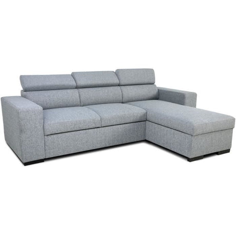Canapé d'angle convertible reversible avec coffre - 4 personnes - VICOMTE - Tissu gris - 237 x 76/88 x 167 cm