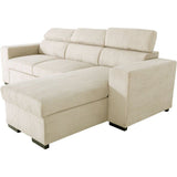 Canapé d'angle convertible réversible - 4 places - VICOMTE - Velours côtelé Beige - Coffre - 237 x 167 x 88 cm