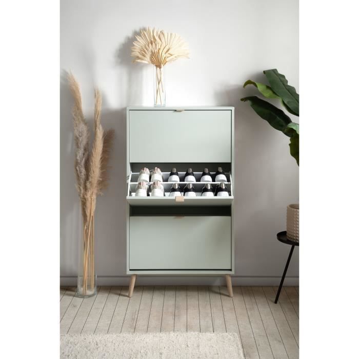 Meuble a chaussures - Vert d'eau - 12 paires - L70 x P24 x H125 cm - VIGO