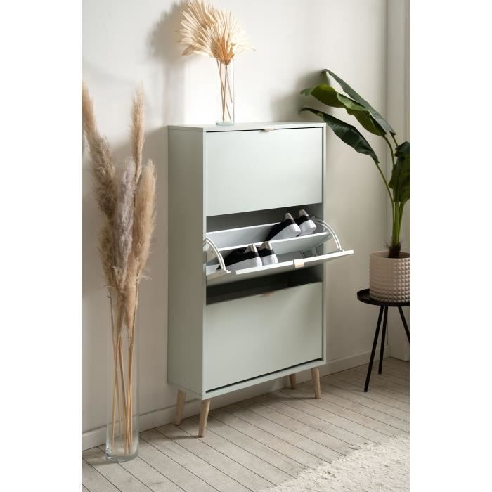 Meuble a chaussures - Vert d'eau - 12 paires - L70 x P24 x H125 cm - VIGO