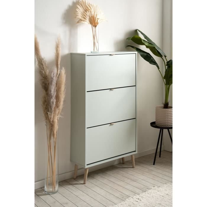 Meuble a chaussures - Vert d'eau - 12 paires - L70 x P24 x H125 cm - VIGO