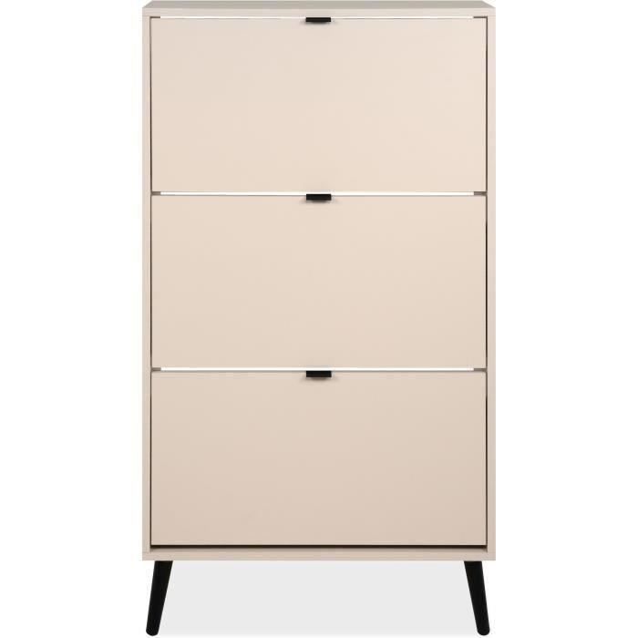 Meuble a chaussures - Sable - 12 paires - L70 x P24 x H125 cm - VIGO