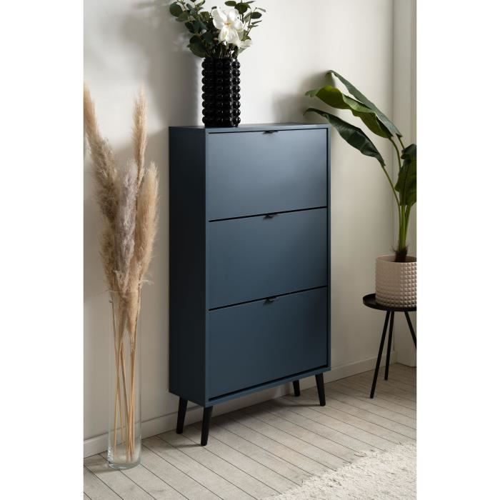 Meuble a chaussures - Bleu nuit - 12 paires - L70 x P24 x H125 cm - VIGO