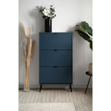 Meuble a chaussures - Bleu nuit - 3 abattants - 12 paires - L70 x P24 x H125 cm - VIGO