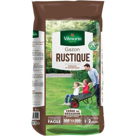 Semences de gazon VILMORIN - Rustique sac de 5KG - Pérenne, dense, robuste et esthétique