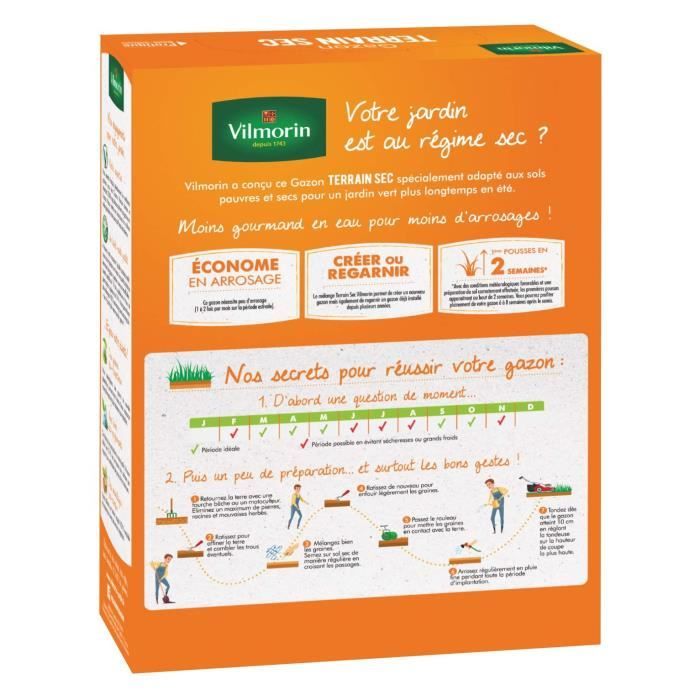 VILMORIN Semences de gazon rustique pour terrain sec - 3 kg