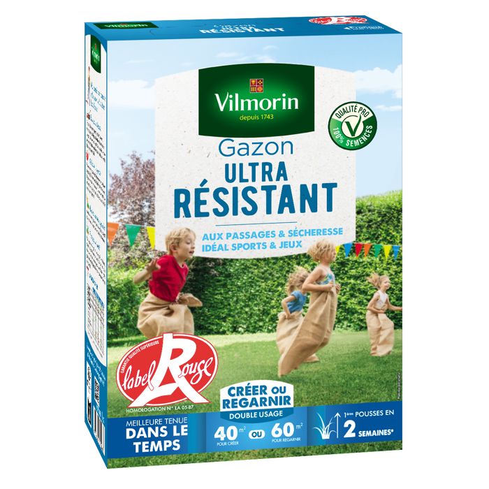 Gazon - Vilmorin - Gazon Ultra Résistant - Label Rouge - 1 kg