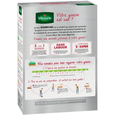 Semences de gazon VILMORIN - Soins regarnissage universel 2 en 1 boite de 1kg - Repousse tres rapide