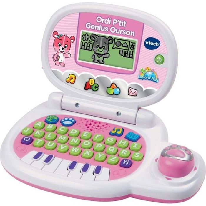 VTECH - Ordi P'tit Genius Ourson Rose - Ordinateur Éducatif Enfant - De 2 a 5 ans