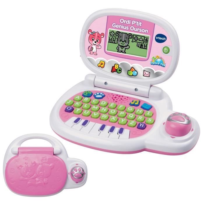 VTECH - Ordi P'tit Genius Ourson Rose - Ordinateur …ducatif Enfant - De 2 a 5 ans