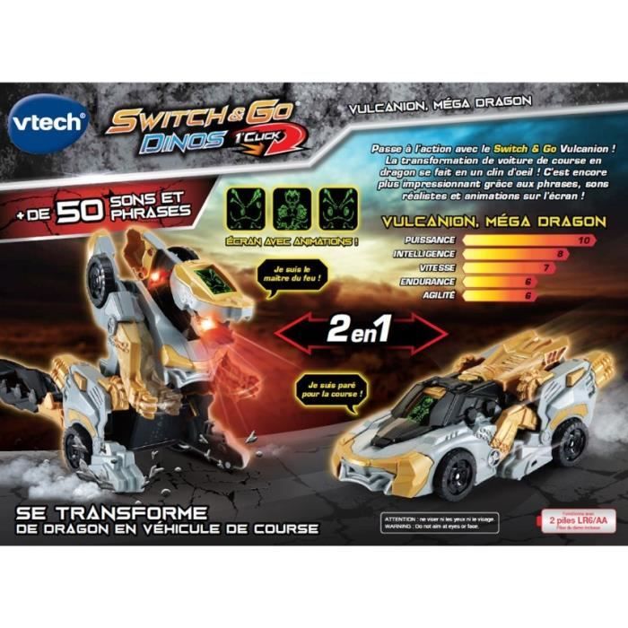 VTECH - Switch & Go Dinos - 1'Click - Vulcanion, MÈga Dragon - Enfant - Pile - Marron, noir et gris