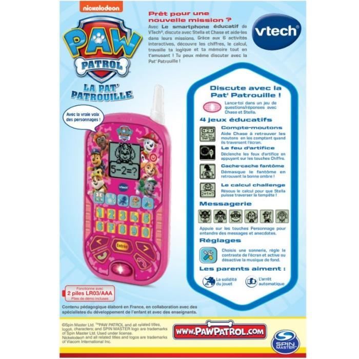 VTECH - PAT PATROUILLE - Smartphone …ducatif Rose - 6 activitÈs Èducatives - Appels et messages vocaux