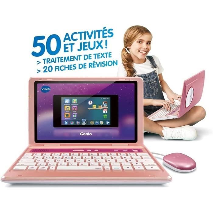 Ordinateur pour enfant VTECH Genio - Clavier AZERTY, souris, écran 5'', mémoire 8GB - Rose