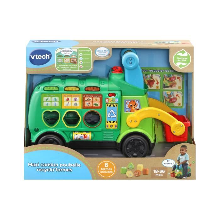 Porteur Maxi Camion Poubelle Recyclo'Formes - VTECH BABY - Jouet éducatif pour enfant de 18 a 36 mois