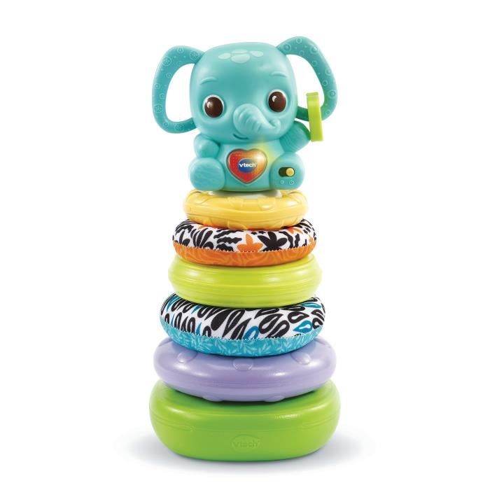 VTECH BABY - Play Green - Nino, Éléphanteau Empilo 3 en 1 (Plastique Bio Sourcé)