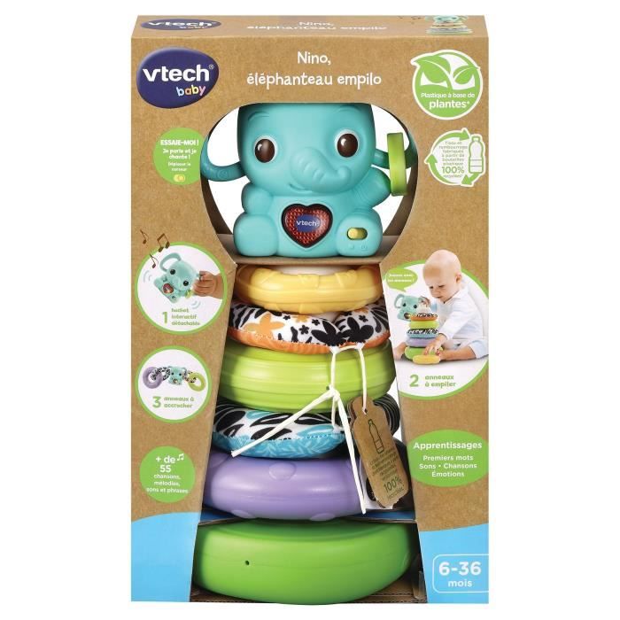 VTECH BABY - Play Green - Nino, …lÈphanteau Empilo 3 en 1 (Plastique Bio SourcÈ)